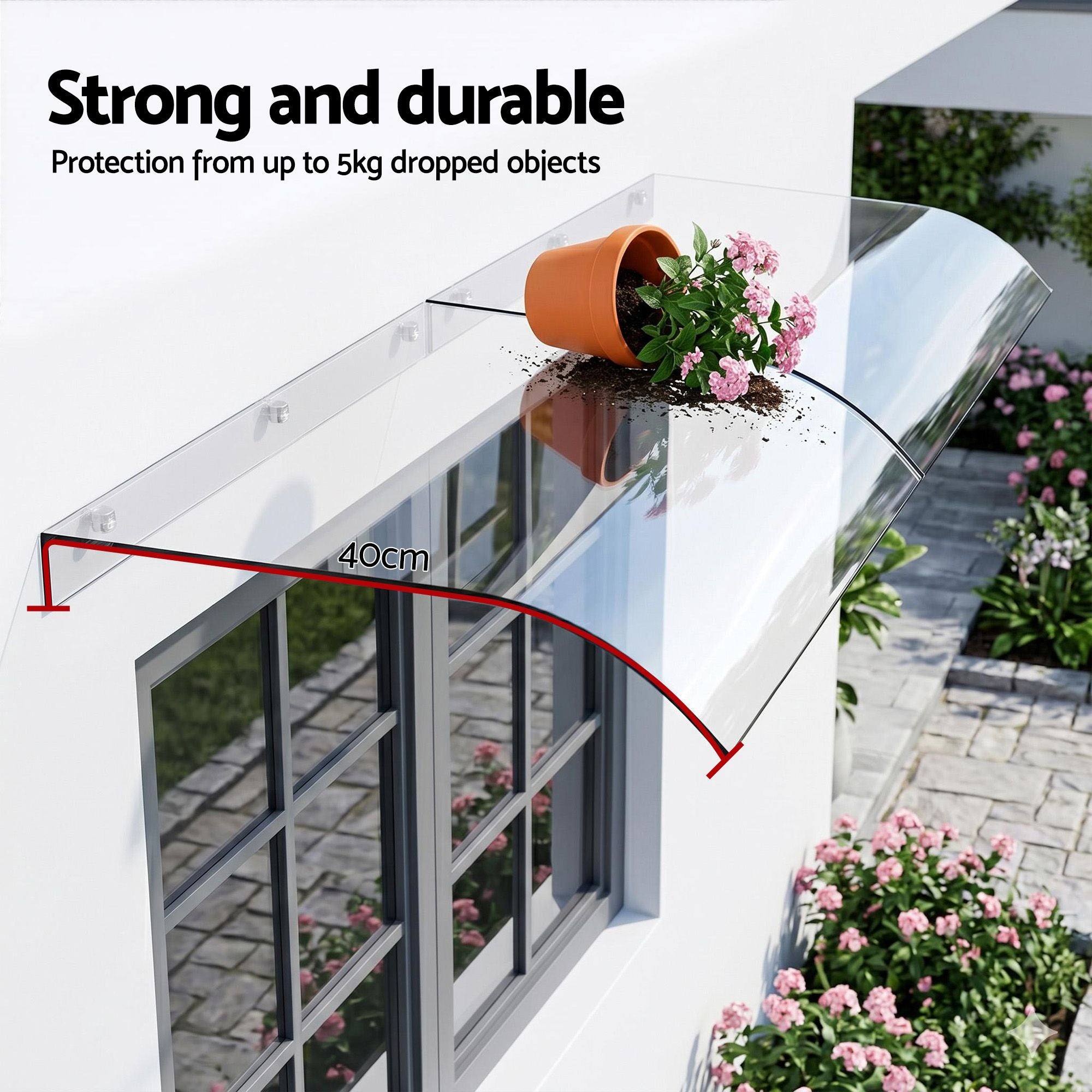 Instahut Window Door Awning 0.4mx2m Transparent