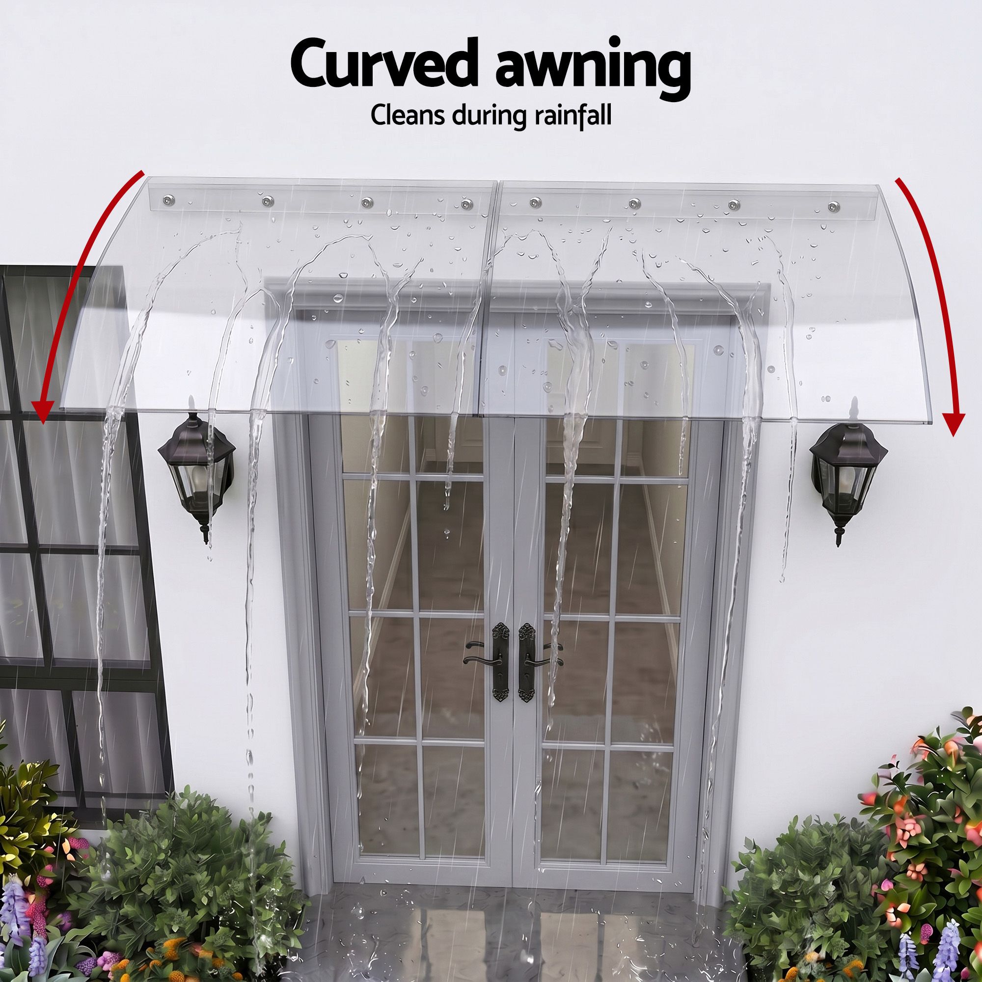Instahut Window Door Awning 0.4mx2m Transparent