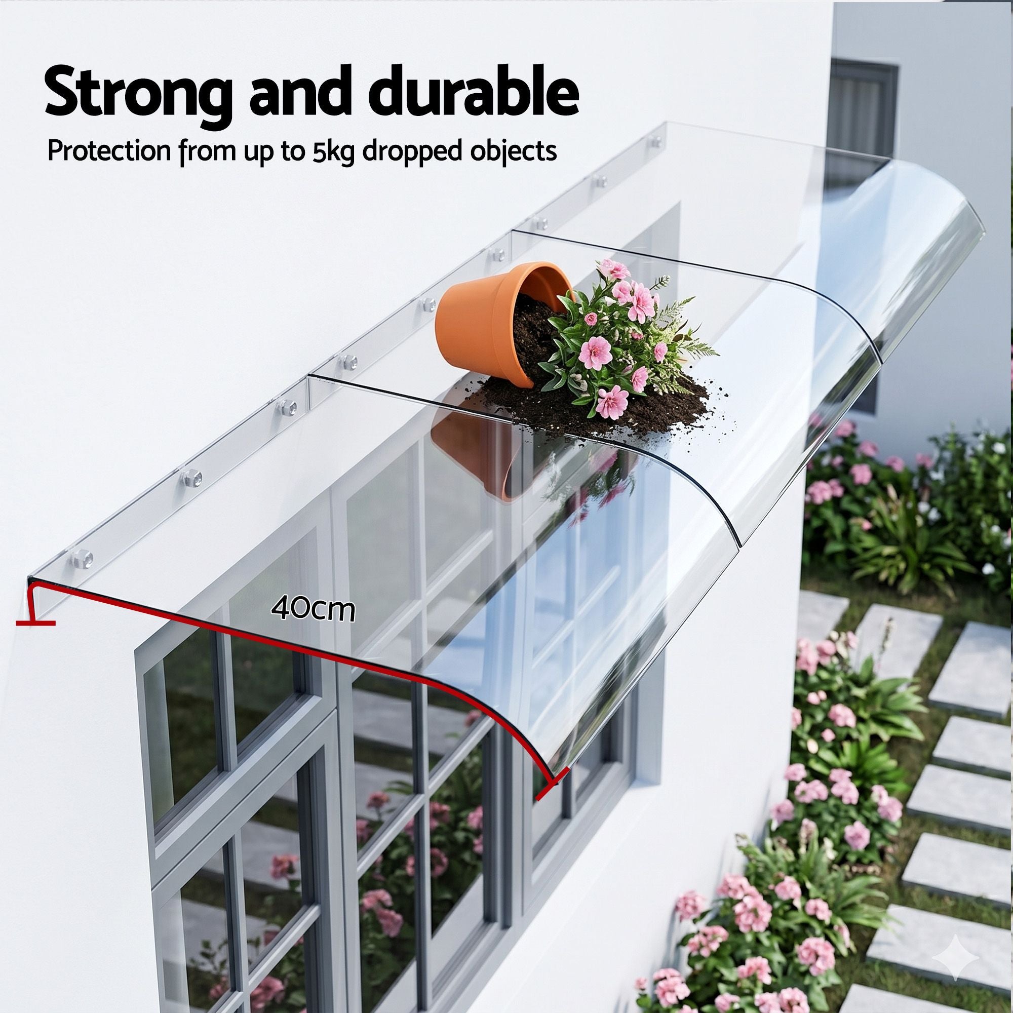 Instahut Window Door Awning 0.4mx3m Transparent