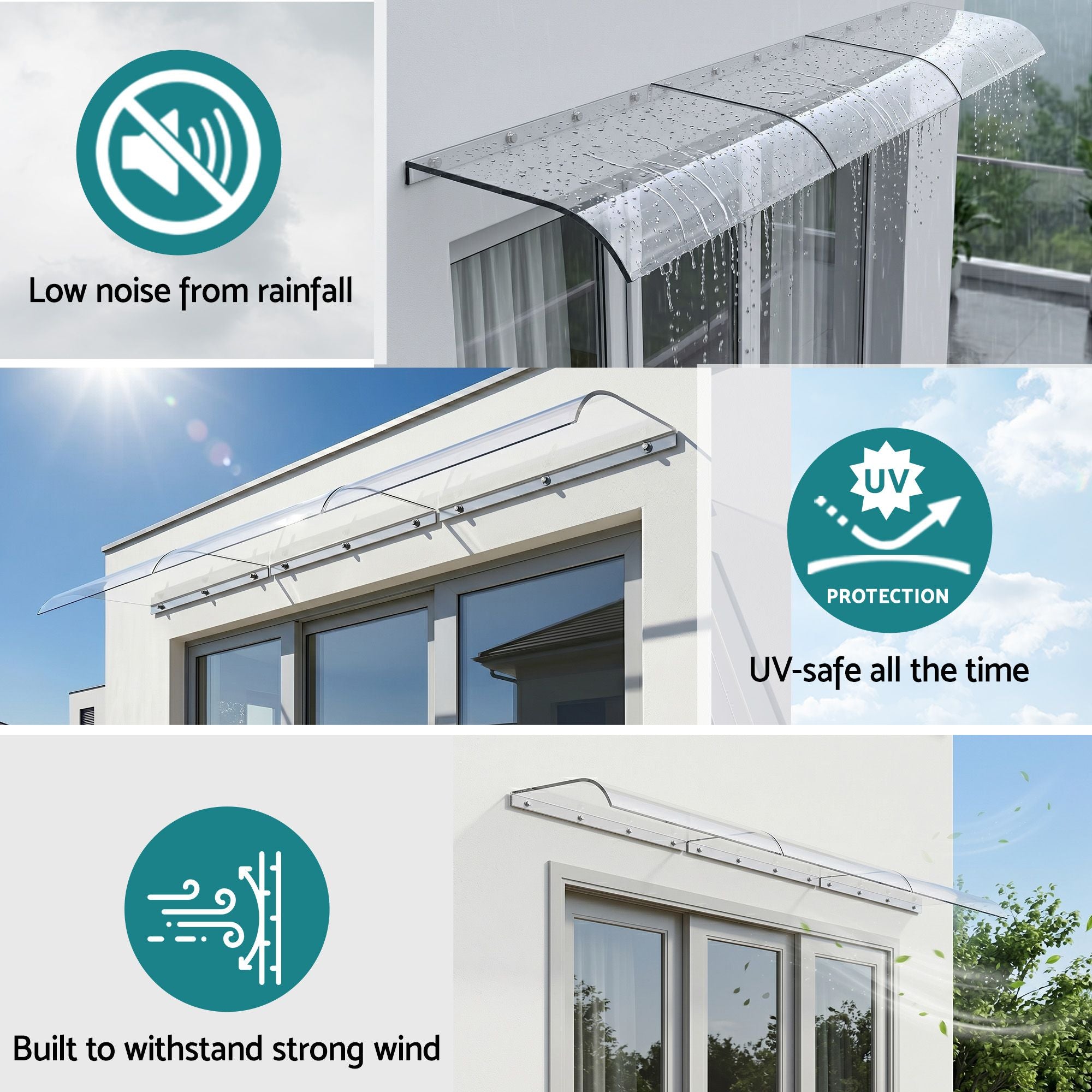 Instahut Window Door Awning 0.4mx3m Transparent