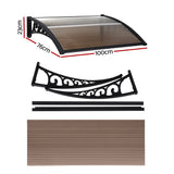 Awnings: Instahut Window Door Awning 0.8mx1m Brown