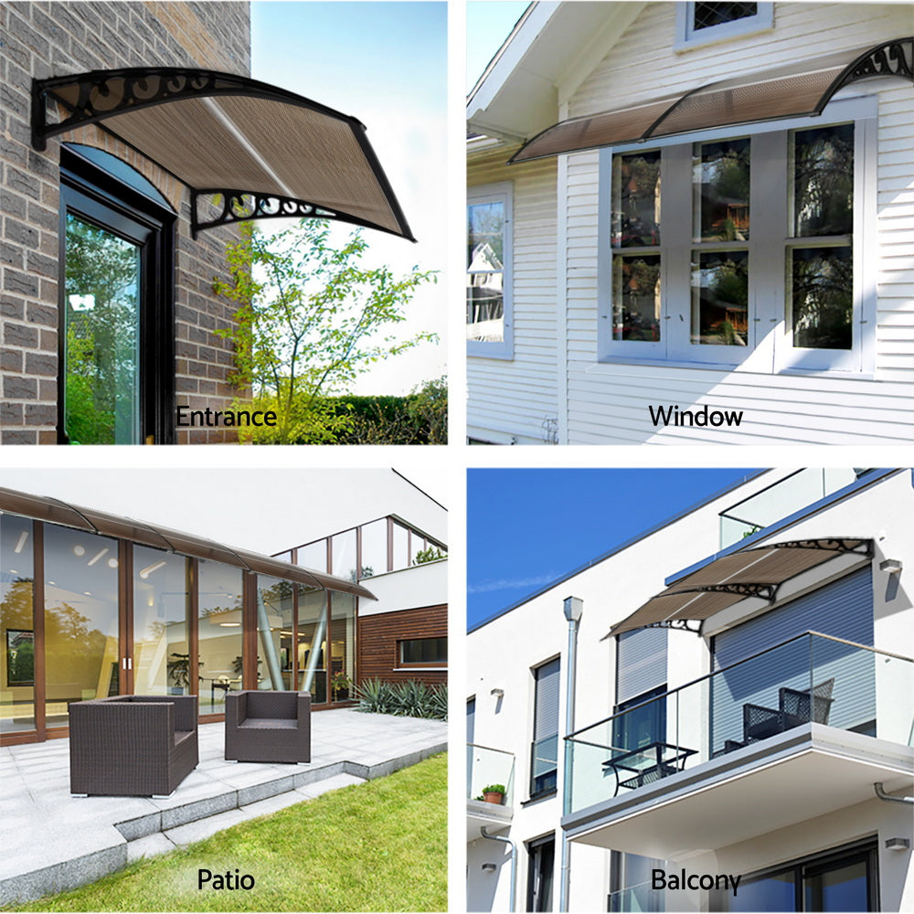 Awnings: Instahut Window Door Awning 0.8mx1m Brown