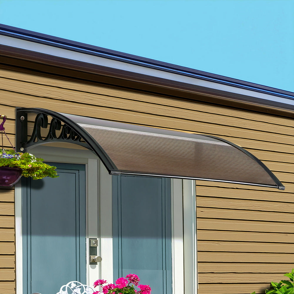 Awnings: Instahut Window Door Awning 0.8mx1m Brown