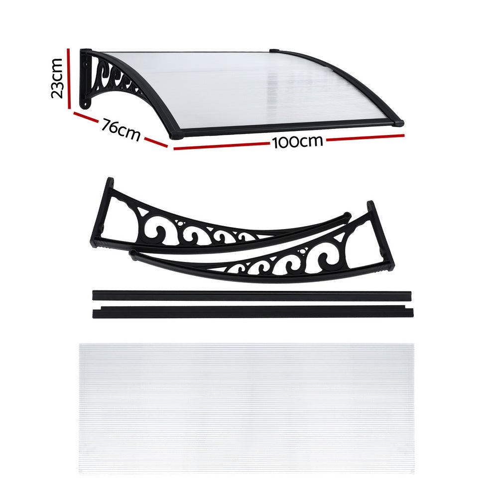 Awnings: Instahut Window Door Awning 0.8mx1m Transparent