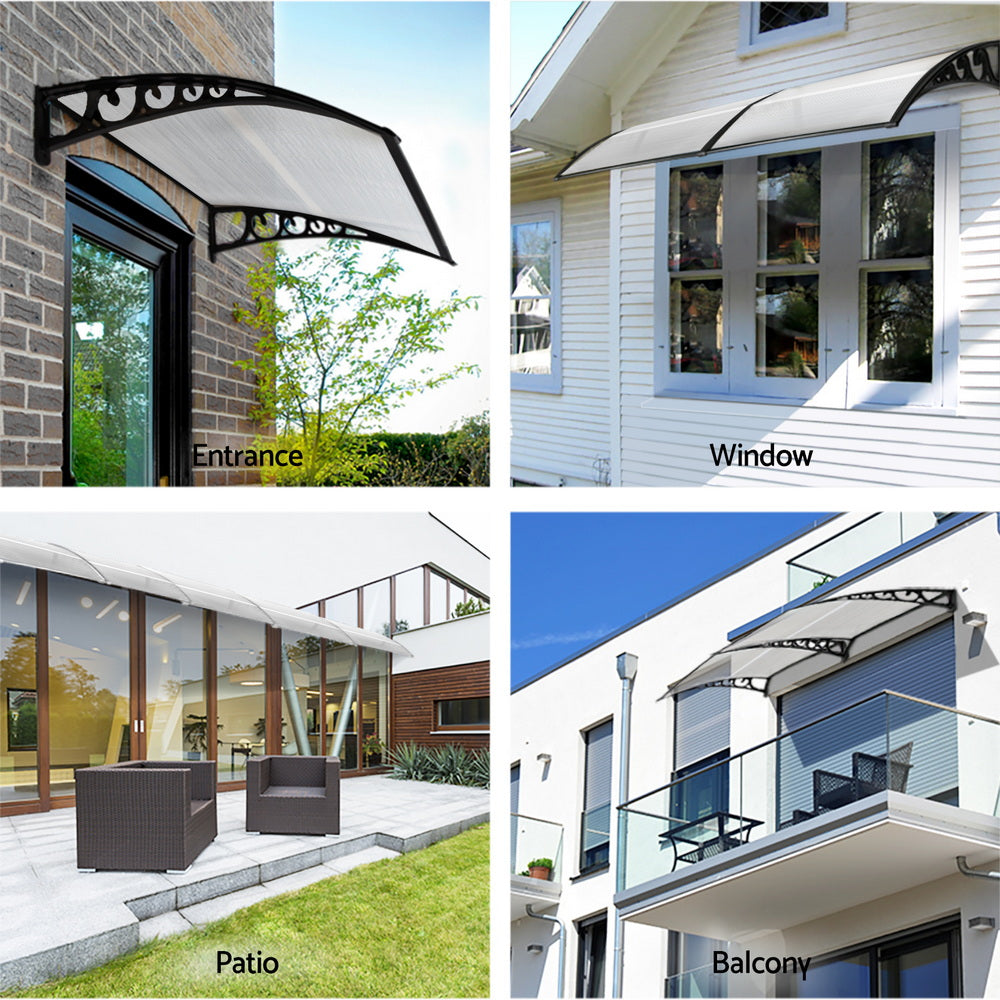 Awnings: Instahut Window Door Awning 0.8mx1m Transparent