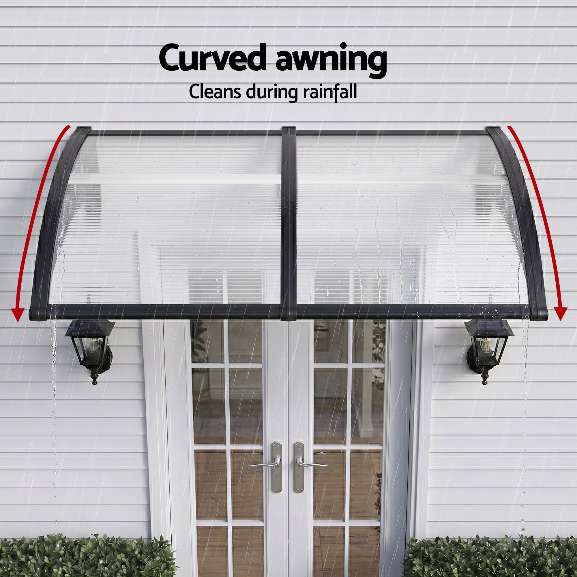 Instahut Window Door Awning 0.8mx2m Transparent