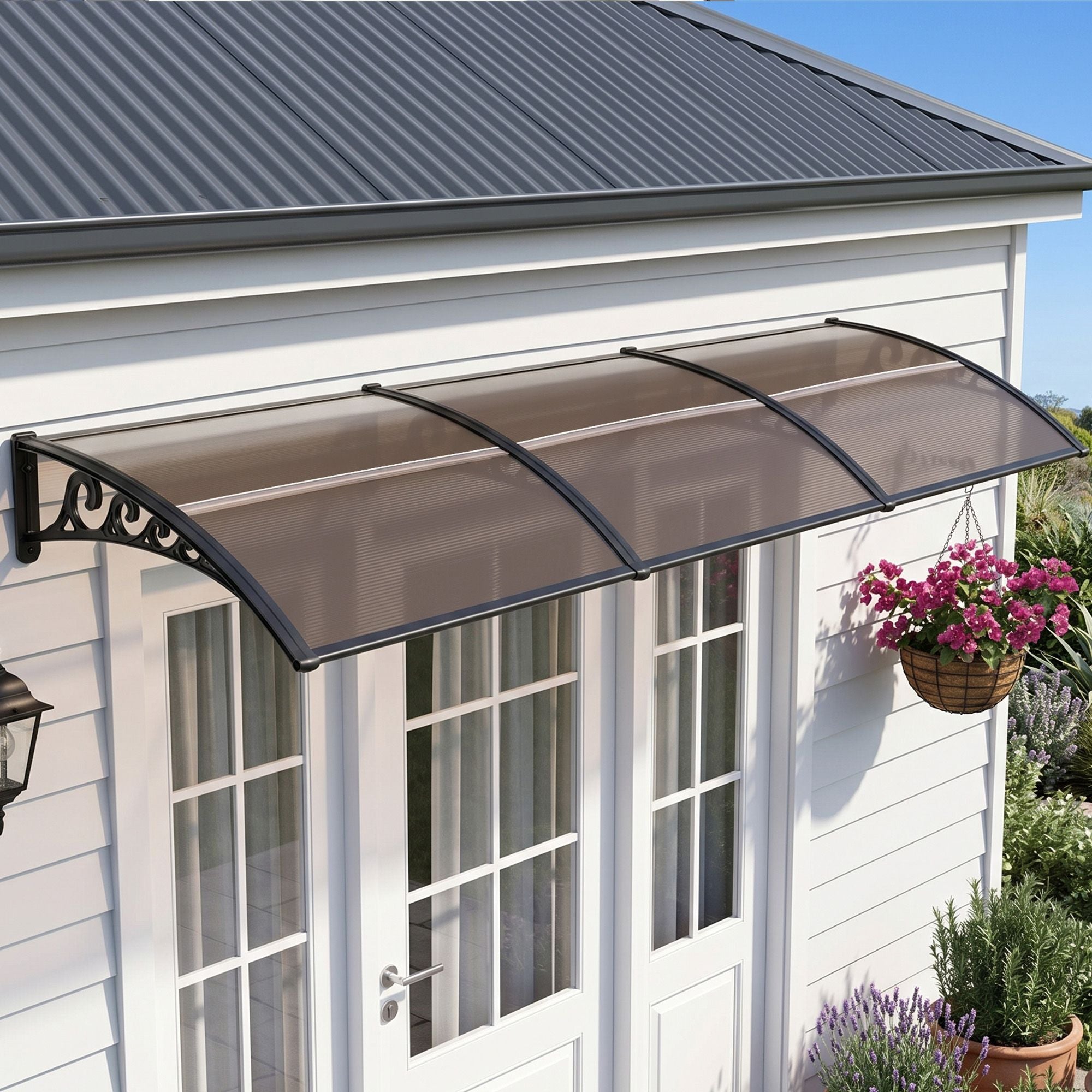 Instahut Window Door Awning 0.8mx3m Brown