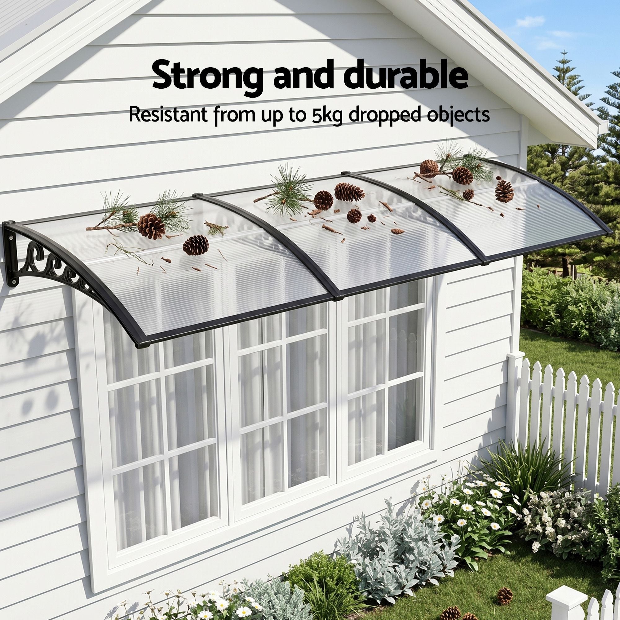 Instahut Window Door Awning 0.8mx3m Transparent