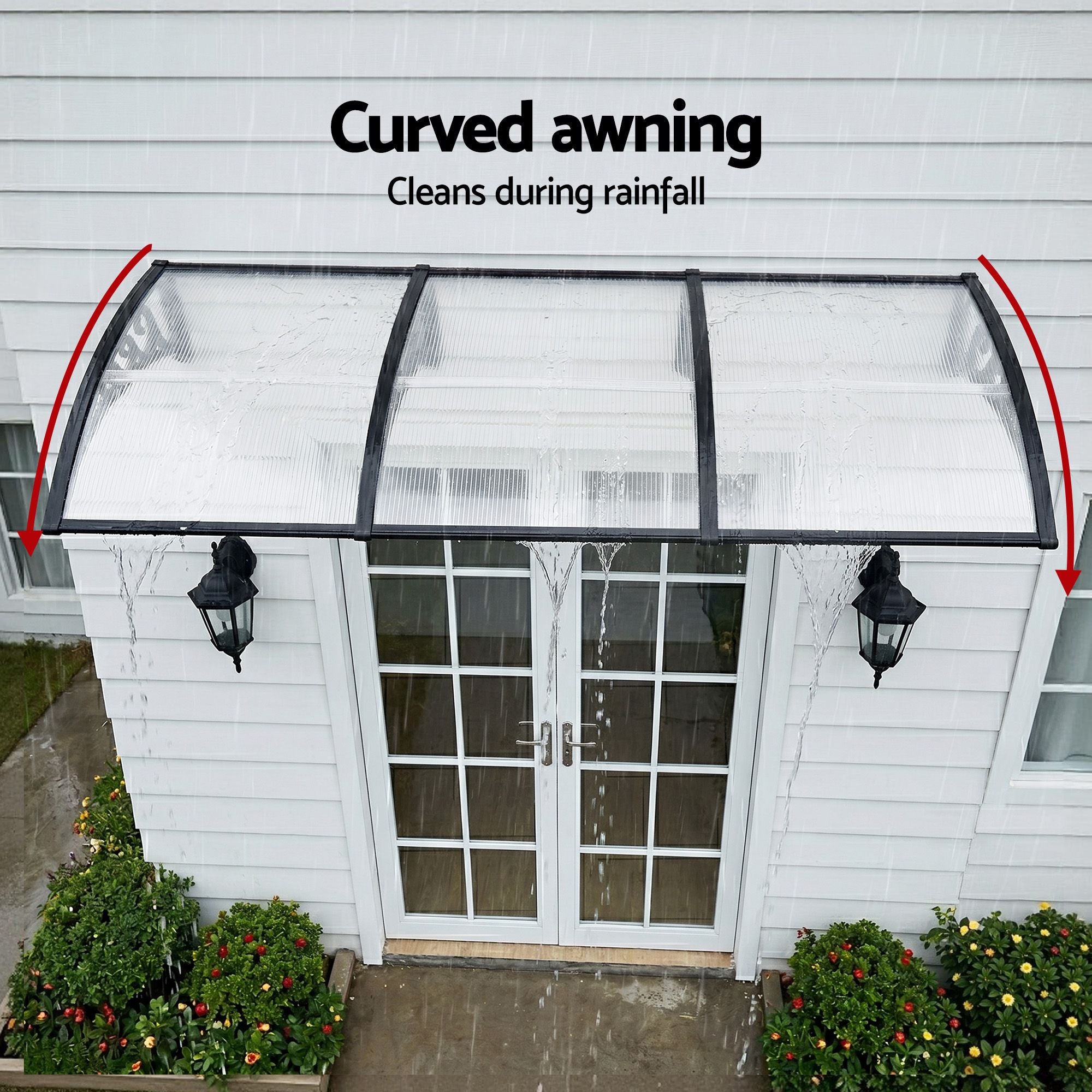 Instahut Window Door Awning 0.8mx3m Transparent
