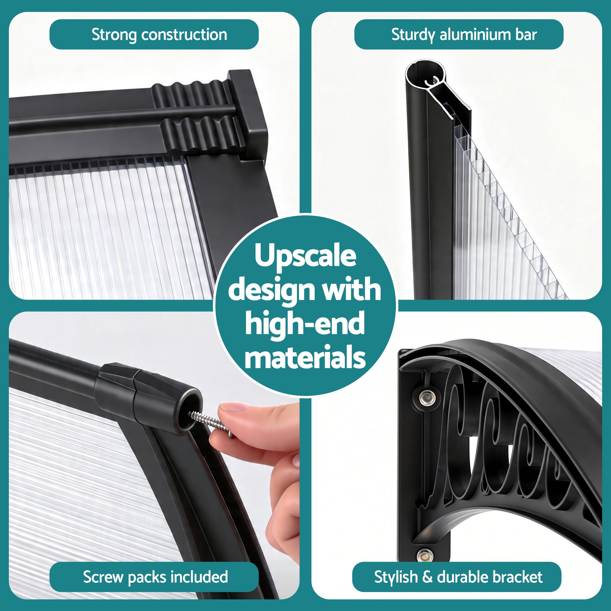 Instahut Window Door Awning 0.8mx3m Transparent