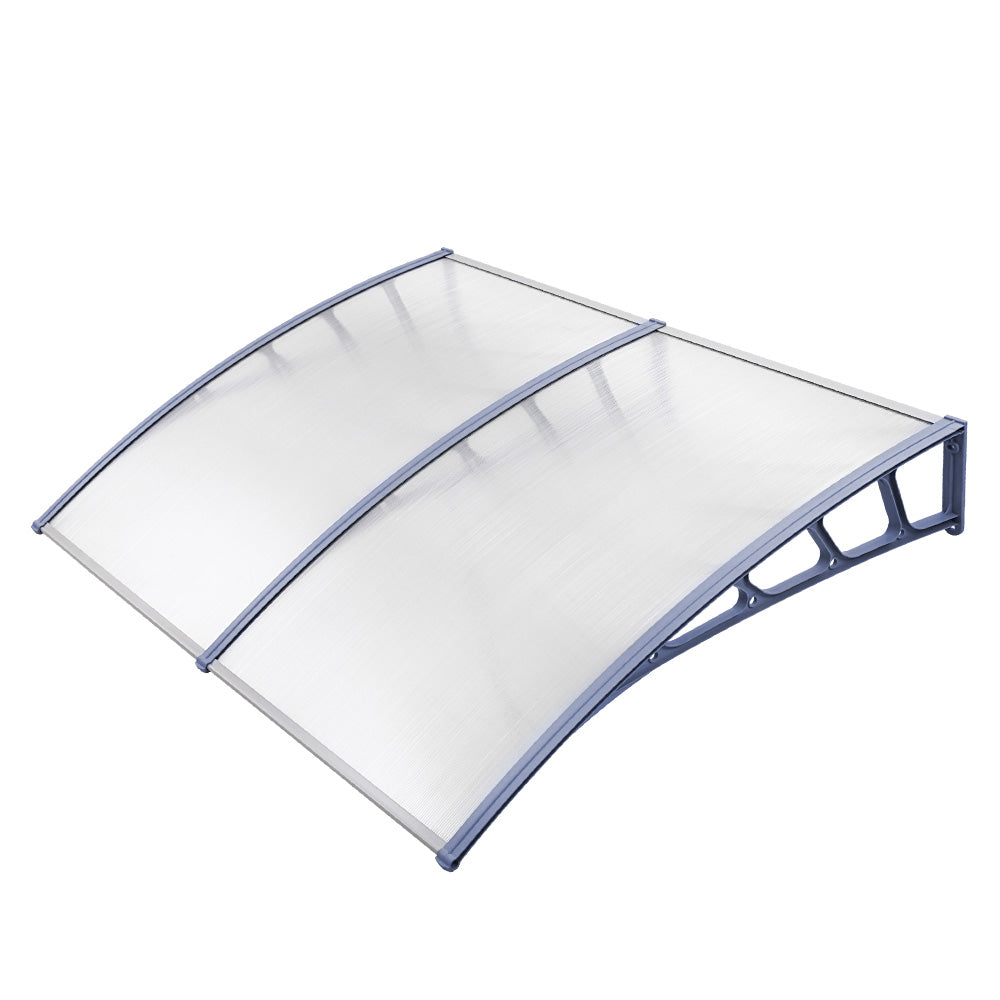 Awnings: Instahut Window Door Awning Canopy 1.5mx2m Transparent Sheet Grey Plastic Frame