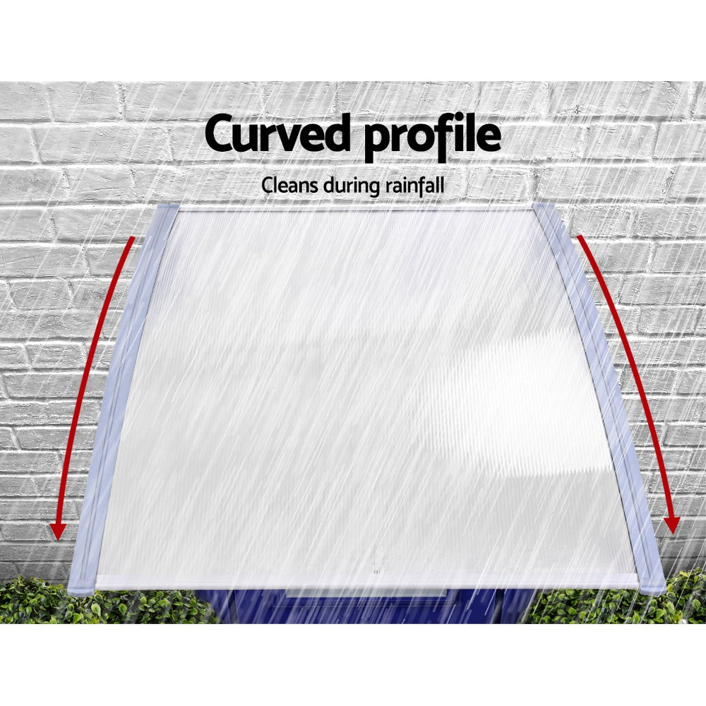 Awnings: Instahut Window Door Awning Canopy 1.5mx2m Transparent Sheet Grey Plastic Frame