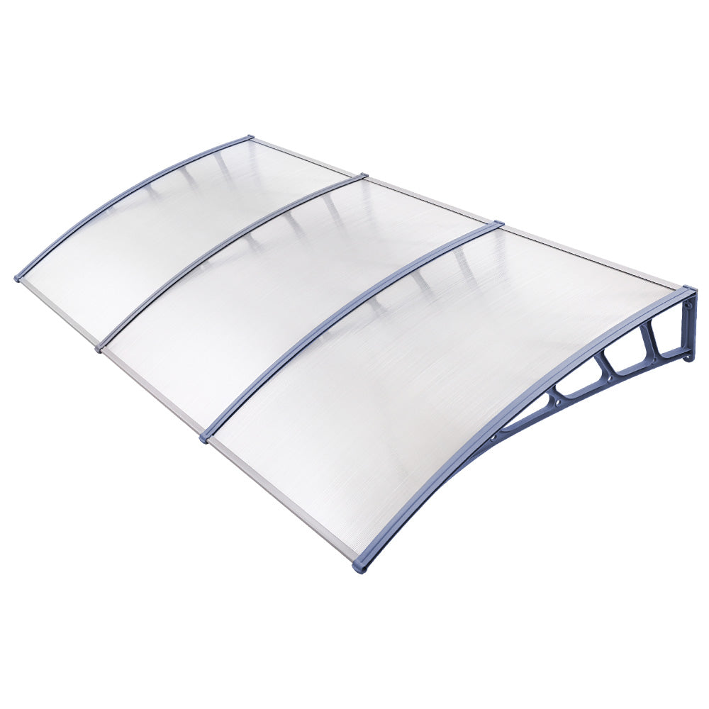 Awnings: Instahut Window Door Awning Canopy 1.5mx3m Transparent Sheet Grey Plastic Frame