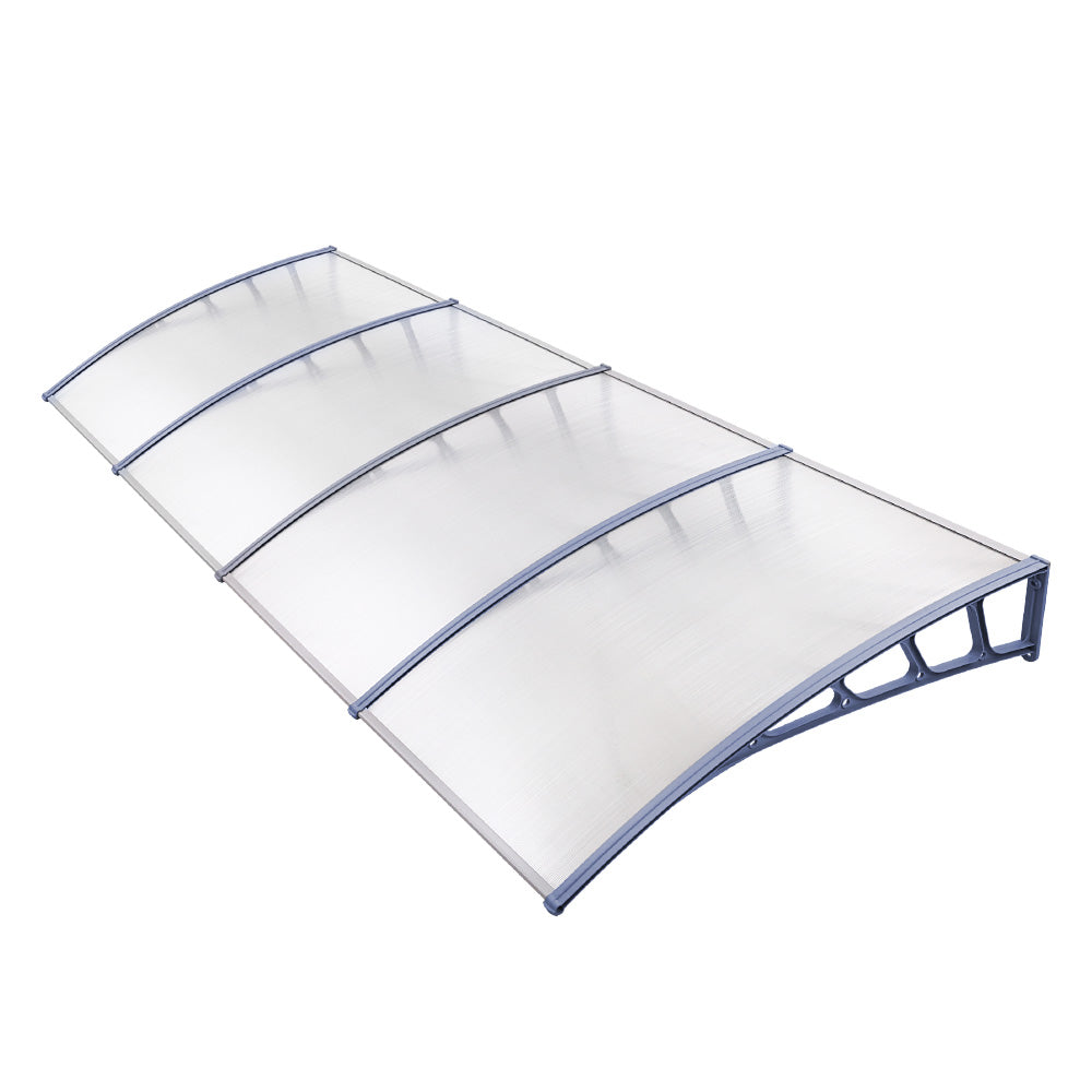 Awnings: Instahut Window Door Awning Canopy 1.5mx4m Transparent Sheet Grey Plastic Frame
