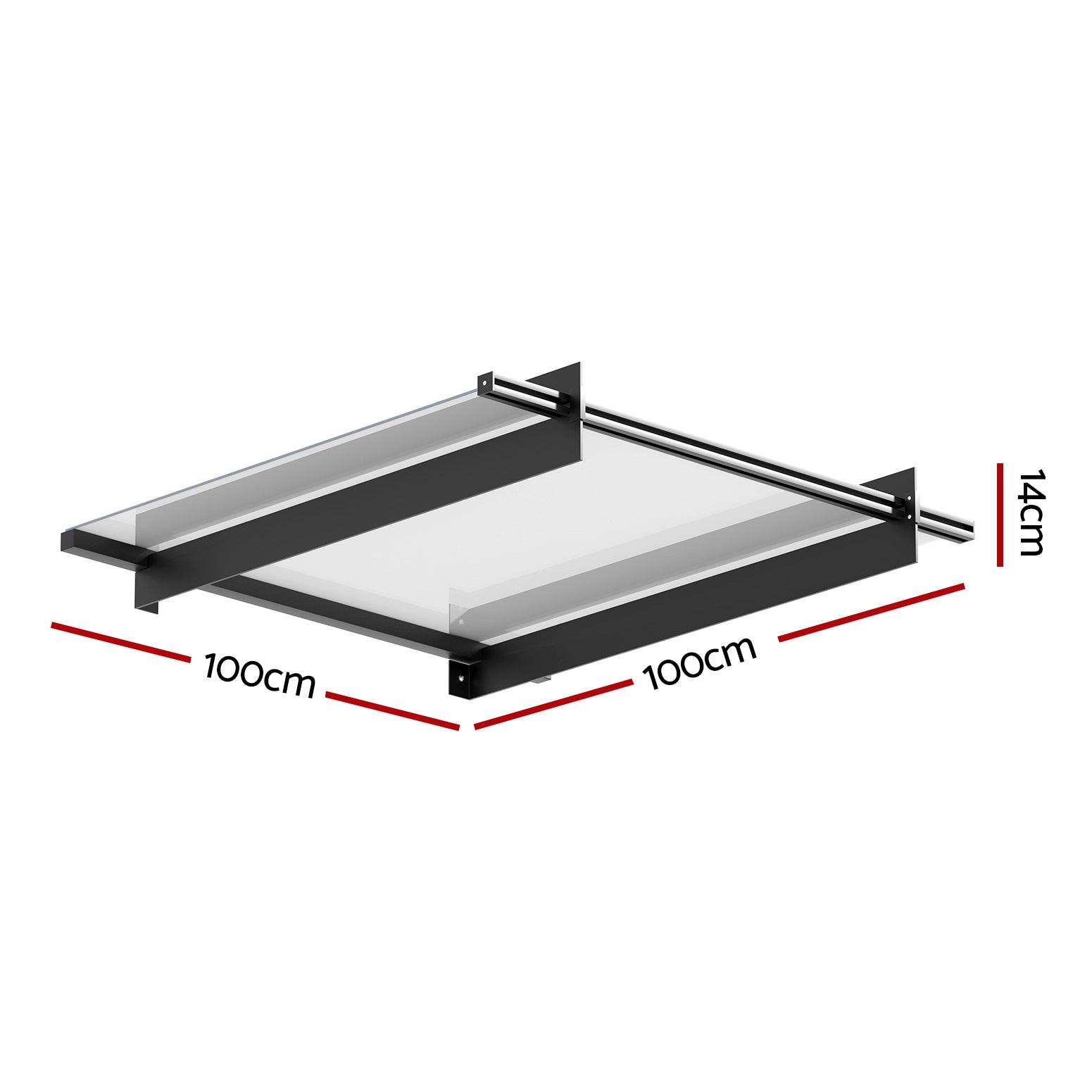Awnings: Instahut Window Door Awning Canopy 1mx1m Flat Transparent Sheet Metal Frame