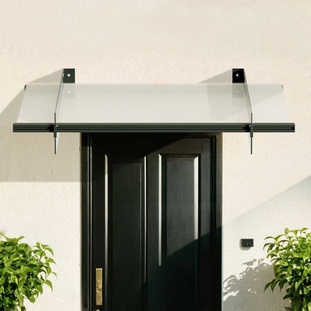 Awnings: Instahut Window Door Awning Canopy 1mx1m Flat Transparent Sheet Metal Frame