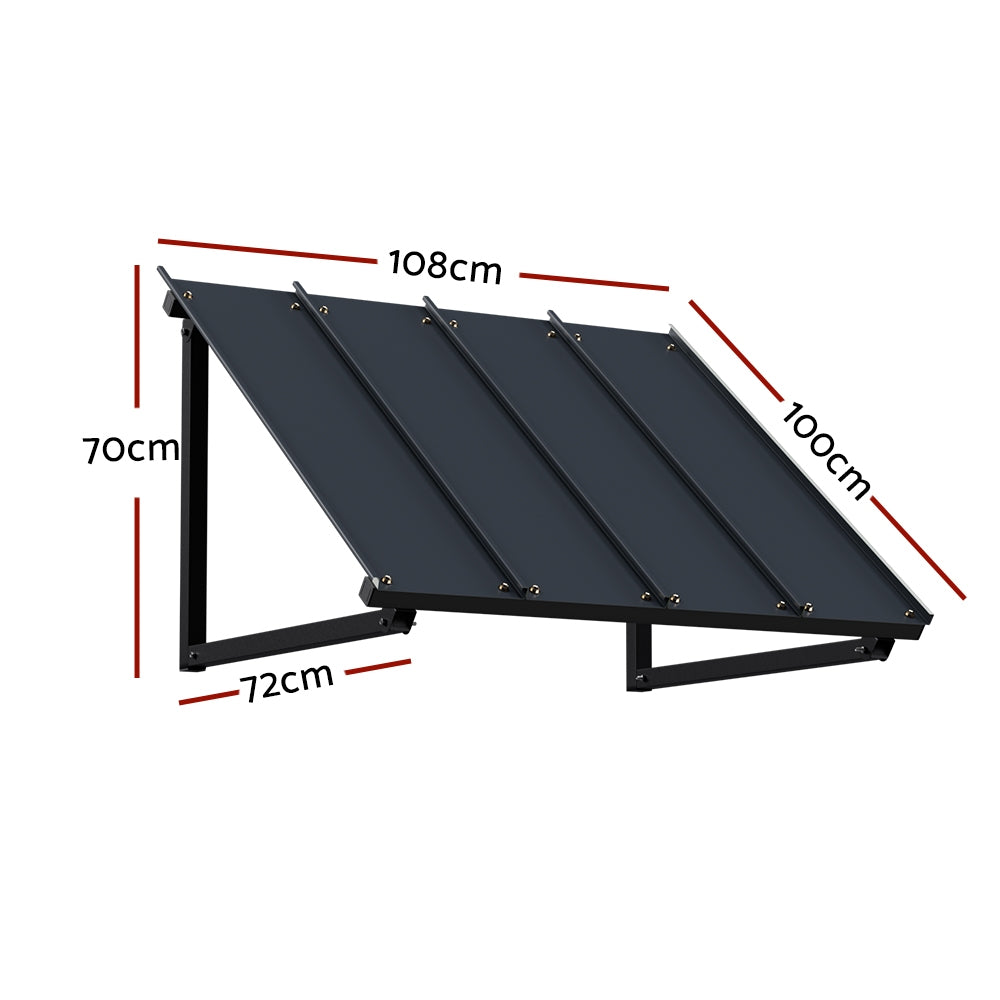 Awnings: Instahut Window Door Awning Canopy 1mx1.2m Black Metal Frame