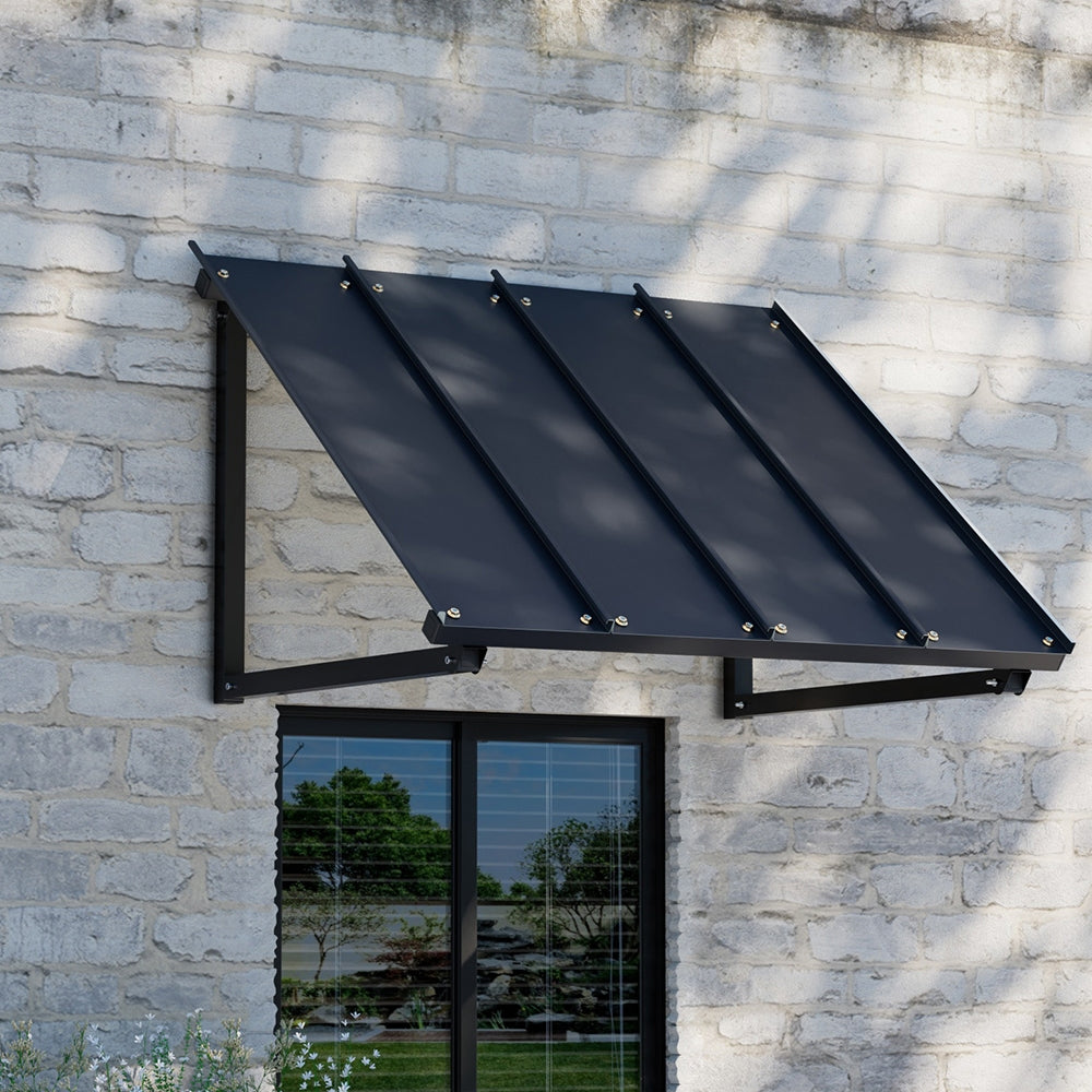 Awnings: Instahut Window Door Awning Canopy 1mx1.2m Black Metal Frame