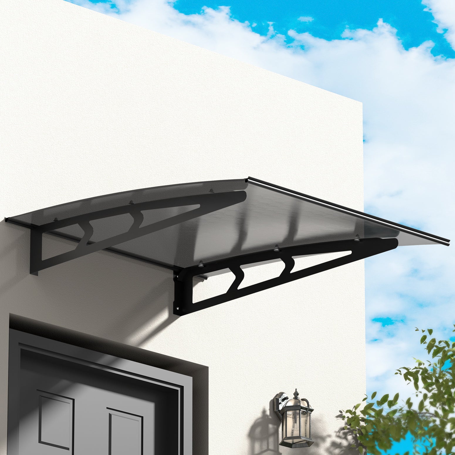 Awnings: Instahut Window Door Awning Canopy 1mx1m Grey Solid Sheet Metal Frame