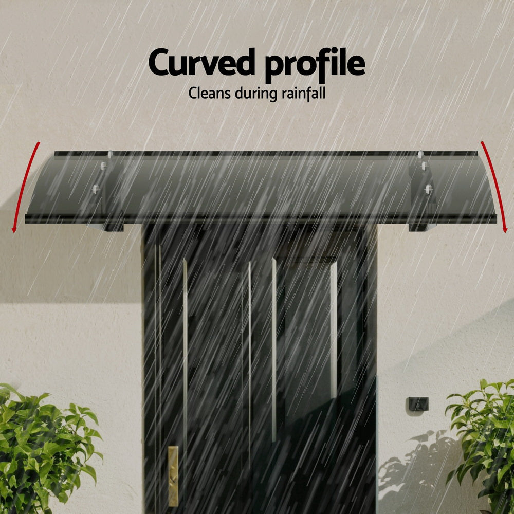 Awnings: Instahut Window Door Awning Canopy 1mx1m Grey Solid Sheet Metal Frame