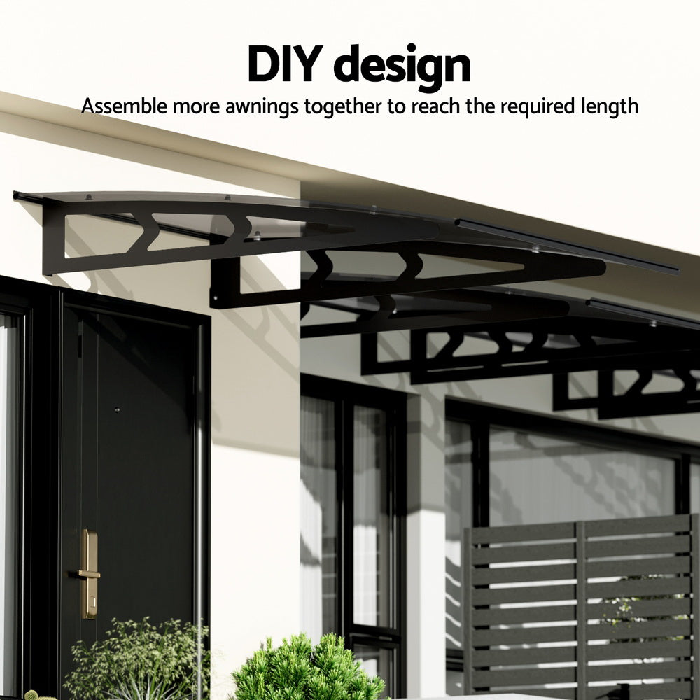 Awnings: Instahut Window Door Awning Canopy 1mx1m Grey Solid Sheet Metal Frame