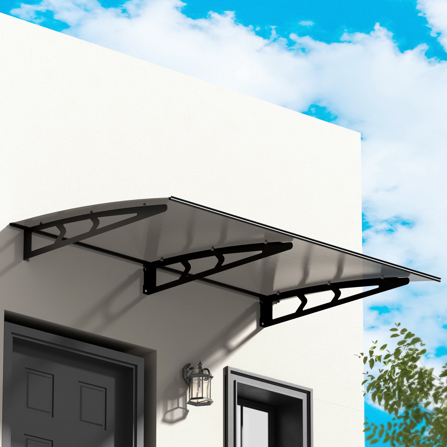 Awnings: Instahut Window Door Awning Canopy 1mx2m Grey Solid Sheet Metal Frame