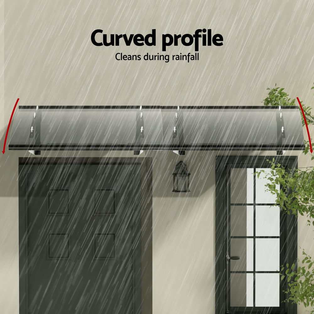 Awnings: Instahut Window Door Awning Canopy 1mx2m Grey Solid Sheet Metal Frame