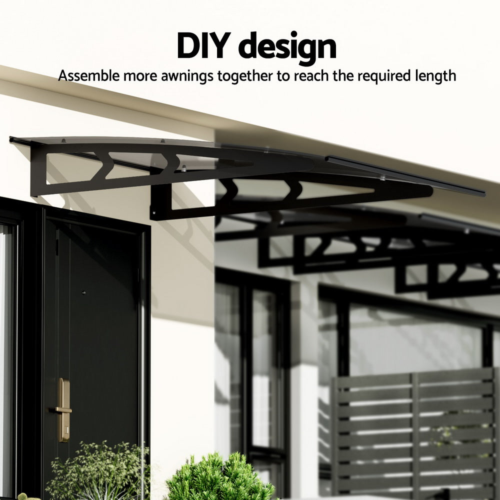 Awnings: Instahut Window Door Awning Canopy 1mx2m Grey Solid Sheet Metal Frame