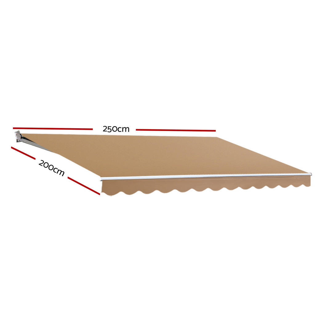 Awnings: Instahut Retractable Folding Arm Awning Manual Sunshade 2.5Mx2M Beige