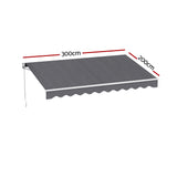 Instahut Retractable Folding Arm Awning Manual Sunshade 3M X 2M Grey