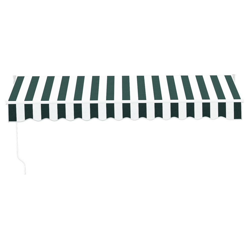 Awnings: Instahut Retractable Folding Arm Awning Manual Sunshade 3Mx2.5M Green White