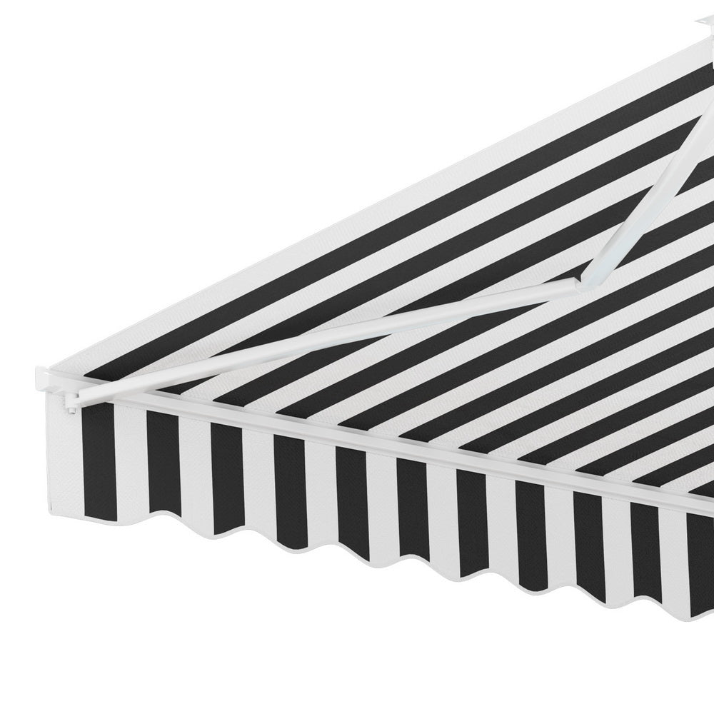Awnings: Instahut Retractable Folding Arm Awning Manual Sunshade 3Mx2.5M Grey White