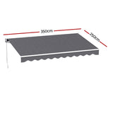 Instahut Retractable Folding Arm Awning Manual Sunshade 3.5M X 2.5M Grey