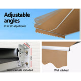 Awnings: Instahut Retractable Folding Arm Awning Manual Sunshade 4Mx2.5M Beige