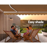 Awnings: Instahut Retractable Folding Arm Awning Manual Sunshade 4Mx2.5M Beige