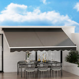 Awnings: Instahut Retractable Folding Arm Awning Manual Sunshade 4Mx2.5M Grey