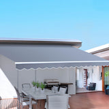Awnings: Instahut Retractable Folding Arm Awning Manual Sunshade 4Mx2.5M Pearl Grey