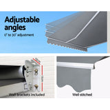 Awnings: Instahut Retractable Folding Arm Awning Manual Sunshade 4Mx2.5M Pearl Grey