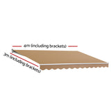 Awnings: Instahut Retractable Folding Arm Awning Manual Sunshade 4Mx3M Beige