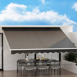 Awnings: Instahut Retractable Folding Arm Awning Manual Sunshade 4Mx3M Grey