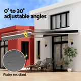 Awnings: Instahut Retractable Folding Arm Awning Manual Sunshade 4Mx3M Grey