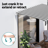 Awnings: Instahut Retractable Folding Arm Awning Manual Sunshade 4Mx3M Grey White