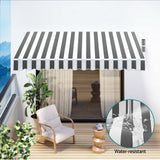 Awnings: Instahut Retractable Folding Arm Awning Manual Sunshade 4Mx3M Grey White