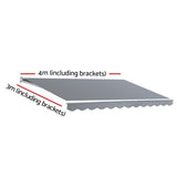 Awnings: Instahut Retractable Folding Arm Awning Manual Sunshade 4Mx3M Pearl Grey