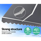 Awnings: Instahut Retractable Folding Arm Awning Manual Sunshade 4Mx3M Pearl Grey