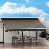 Awnings: Instahut Retractable Folding Arm Awning Manual Sunshade 4.5Mx2.5M Grey