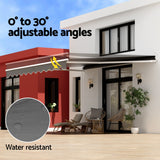 Awnings: Instahut Retractable Folding Arm Awning Manual Sunshade 4.5Mx3M Grey