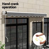 Awnings: Instahut Retractable Folding Arm Awning Manual Sunshade 4.5Mx3M Grey