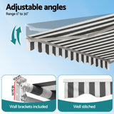 Instahut Retractable Folding Arm Awning Manual Sunshade 4.5Mx3M Grey White