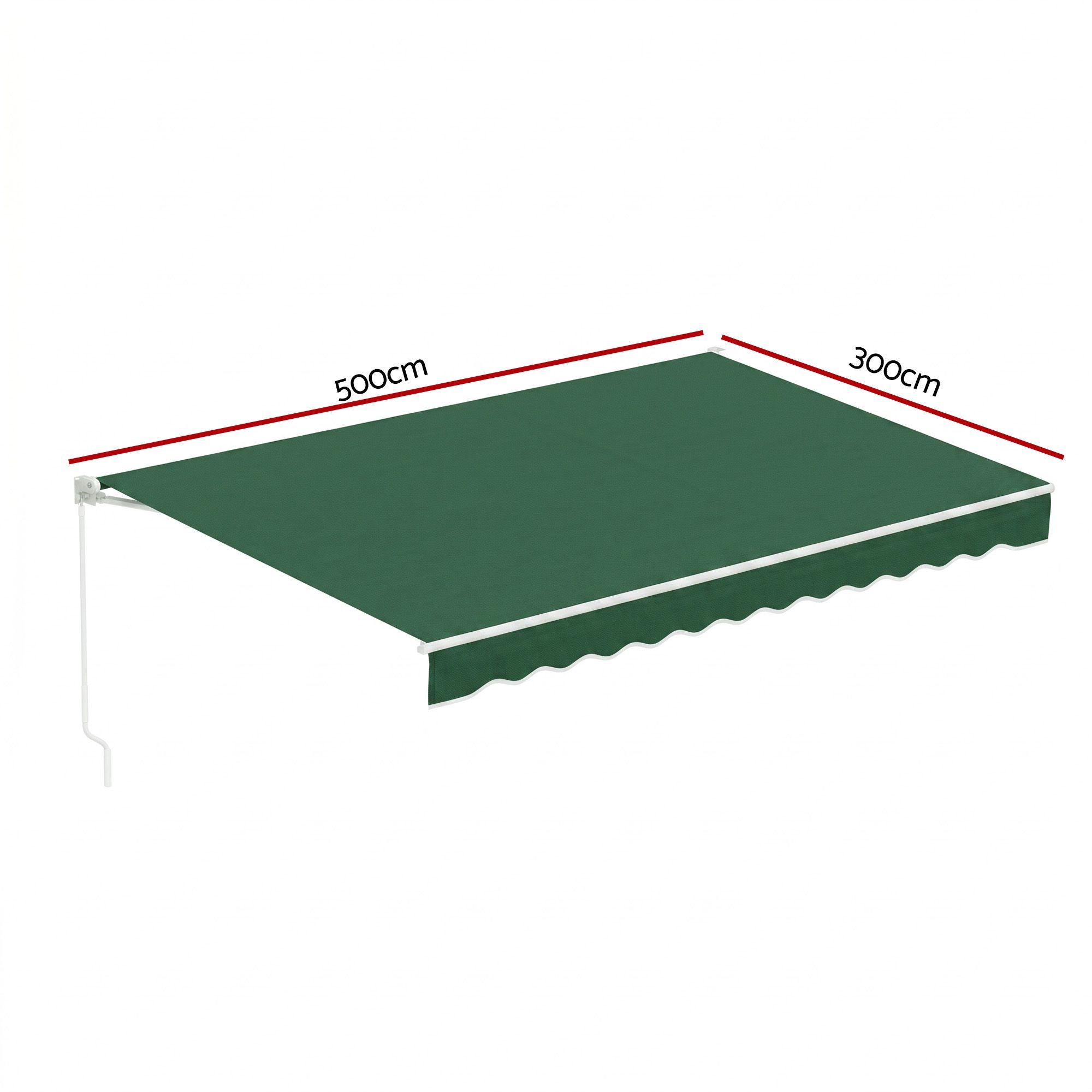 Instahut Retractable Folding Arm Awning Manual Sunshade 5Mx3M Dark Green